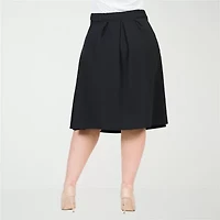 24seven Comfort Apparel Womens Plus Pleated Skirt