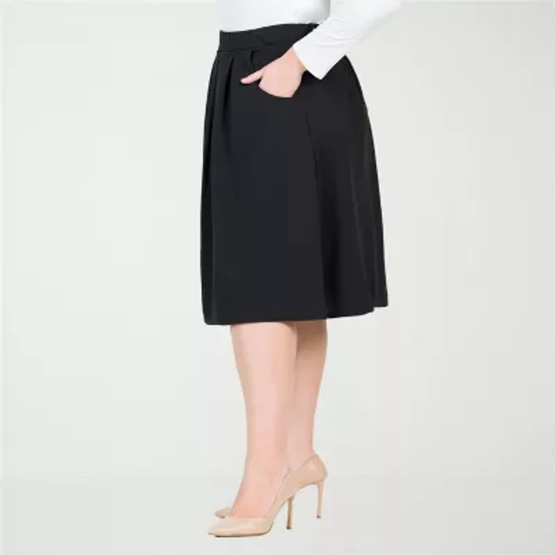 24seven Comfort Apparel Womens Plus Pleated Skirt