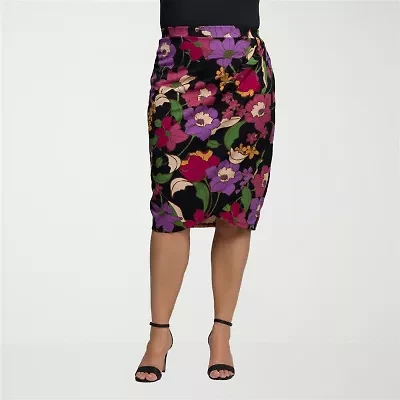 24seven Comfort Apparel Womens Plus Pencil Skirt