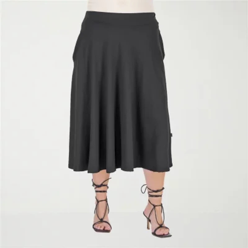 24seven Comfort Apparel Womens Plus Pleated Skirt