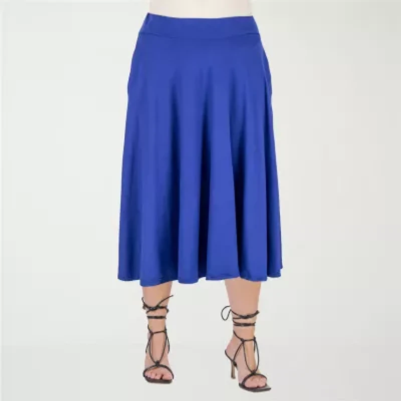 24seven Comfort Apparel Womens Plus Pleated Skirt