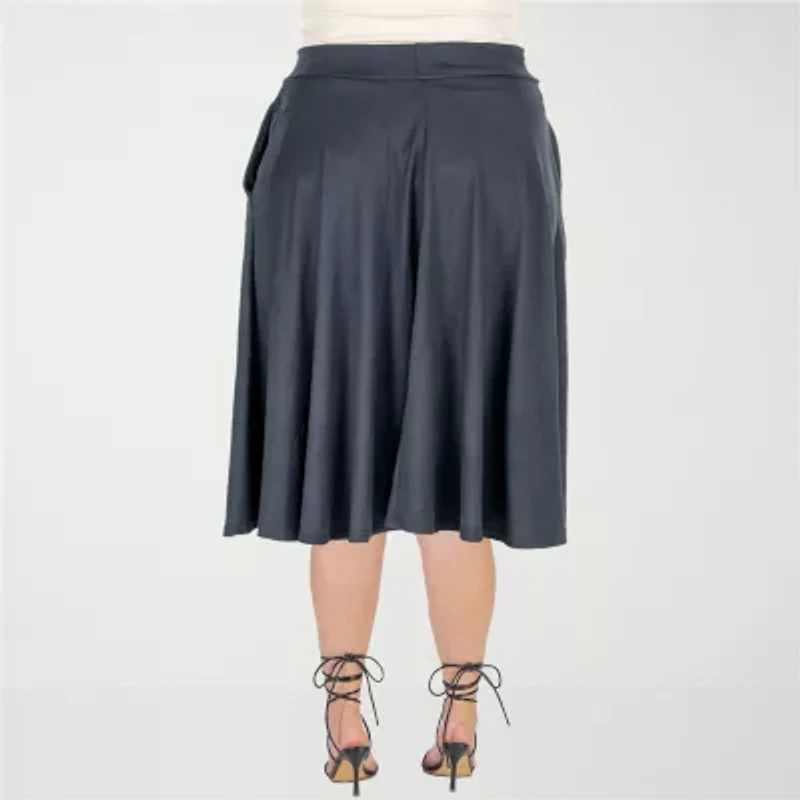 24seven Comfort Apparel Womens Plus Pleated Skirt