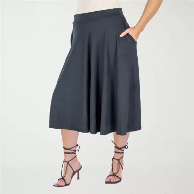 24seven Comfort Apparel Womens Plus Pleated Skirt