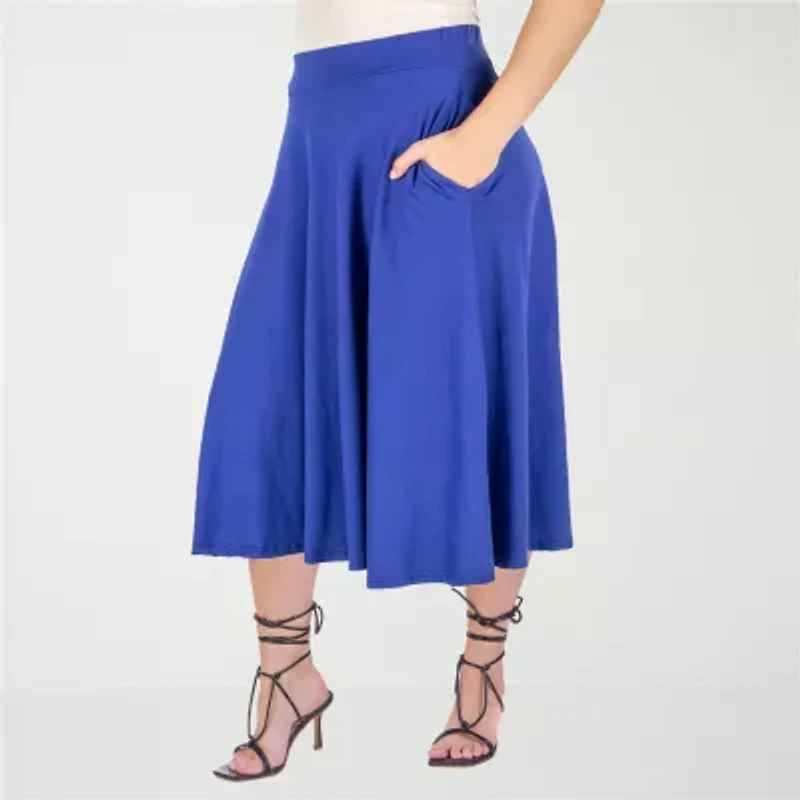 24seven Comfort Apparel Womens Plus Pleated Skirt