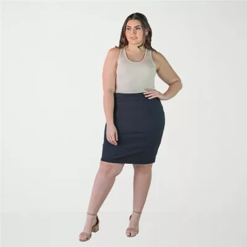 24seven Comfort Apparel Womens Plus Pencil Skirt
