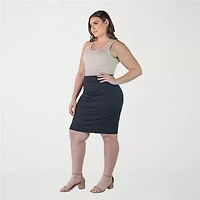 24seven Comfort Apparel Womens Plus Pencil Skirt