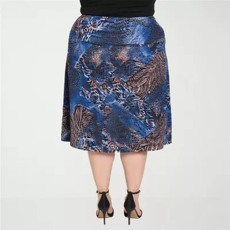 24seven Comfort Apparel Womens Plus A-Line Skirt