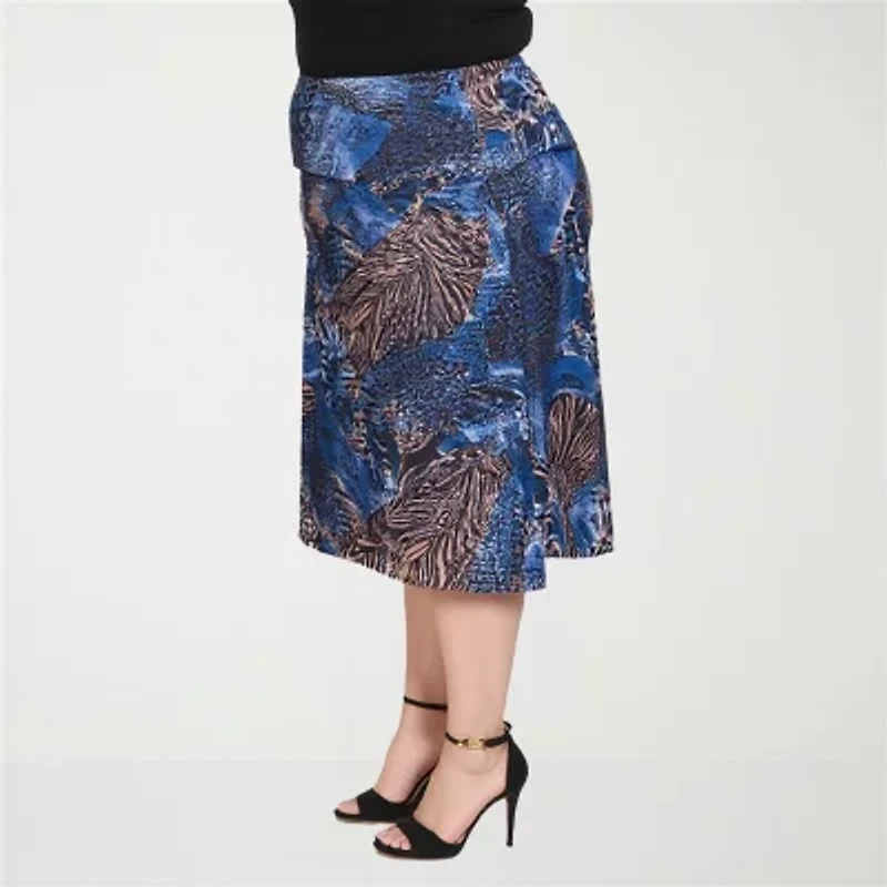 24seven Comfort Apparel Womens Plus A-Line Skirt