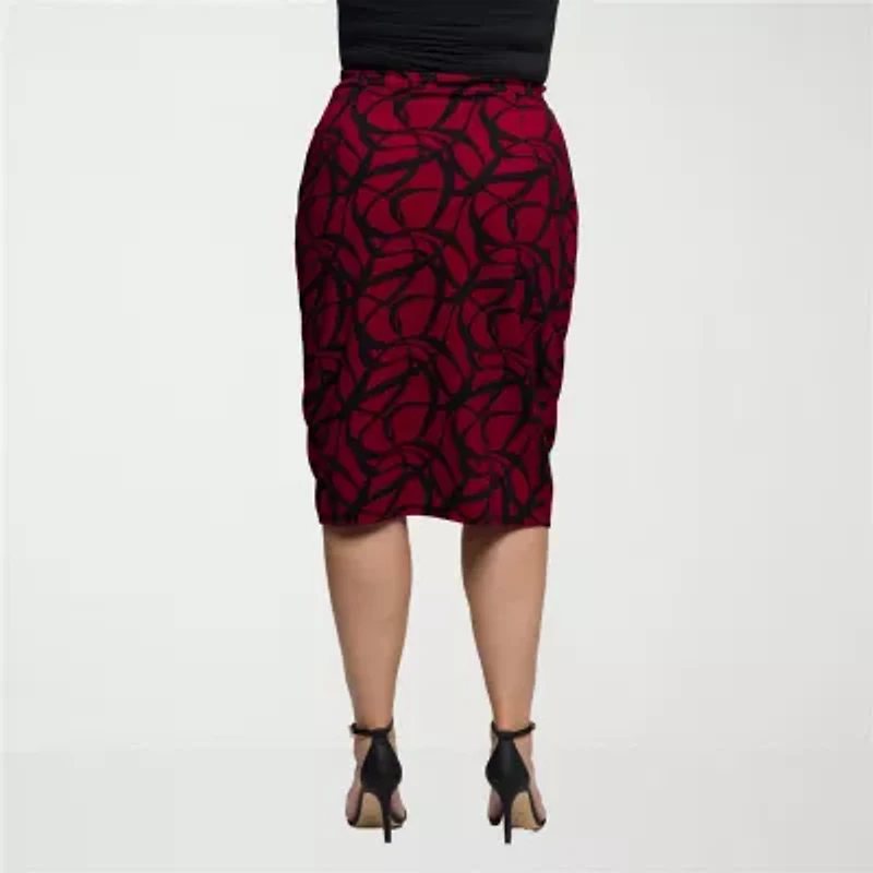 24seven Comfort Apparel Womens Plus Pencil Skirt