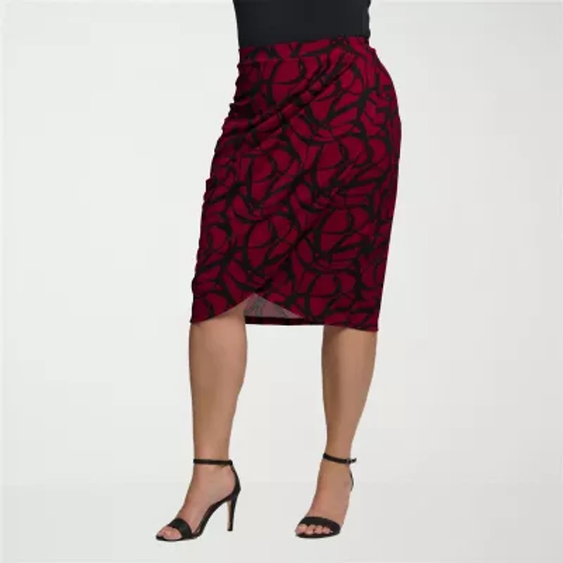 24seven Comfort Apparel Womens Plus Pencil Skirt