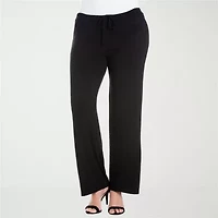 24seven Comfort Apparel Womens Plus Wide Leg Drawstring Pant