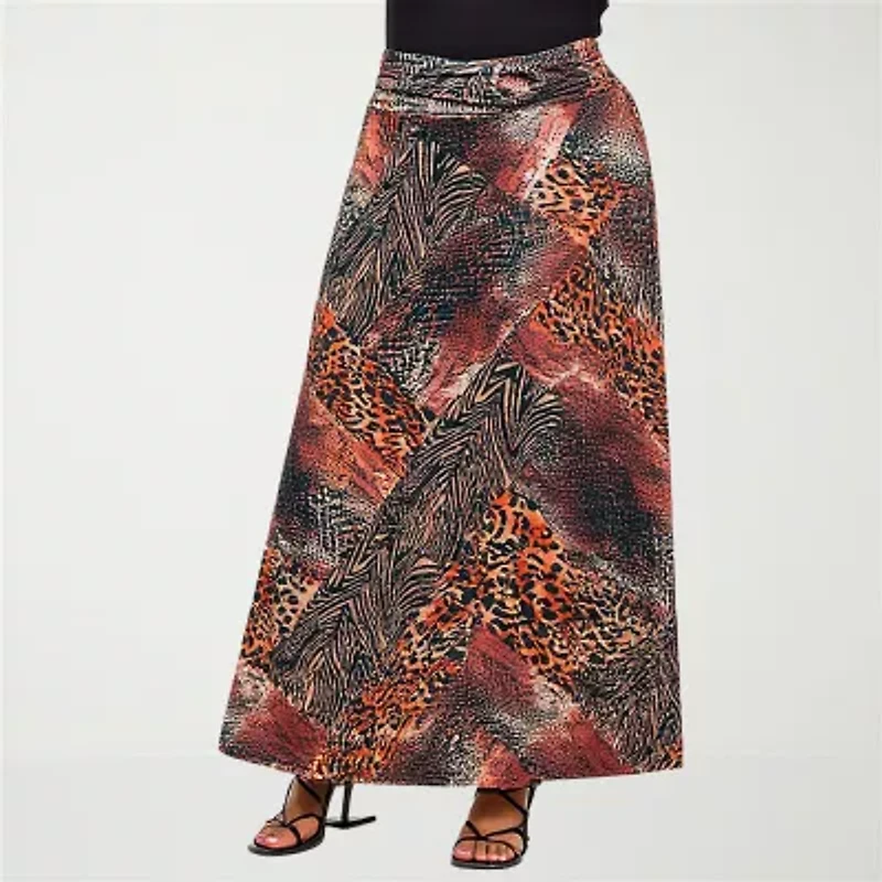 24seven Comfort Apparel Womens Plus Maxi Skirt