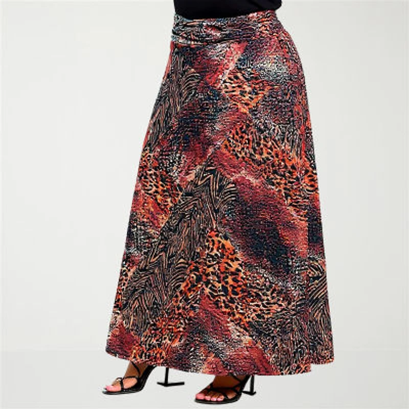 24seven Comfort Apparel Womens Plus Maxi Skirt
