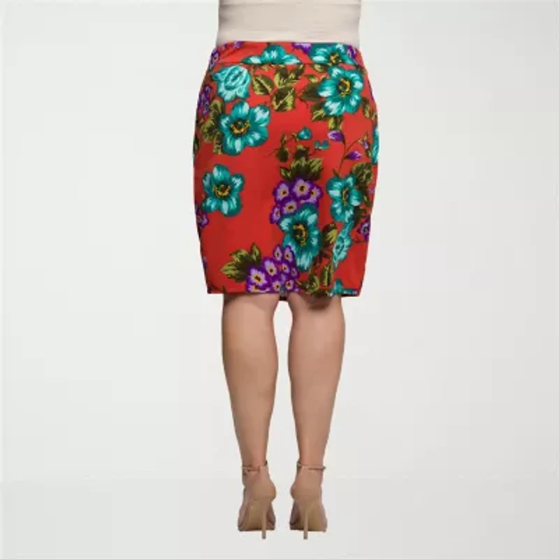 24seven Comfort Apparel Womens Plus Pencil Skirt