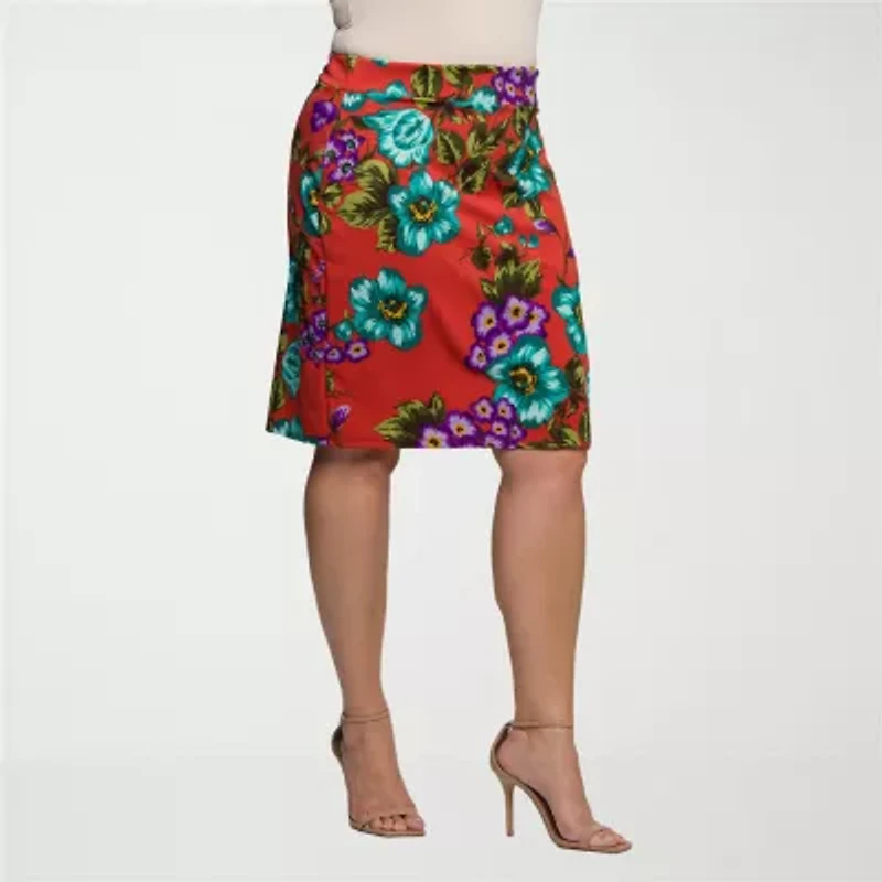 24seven Comfort Apparel Womens Plus Pencil Skirt