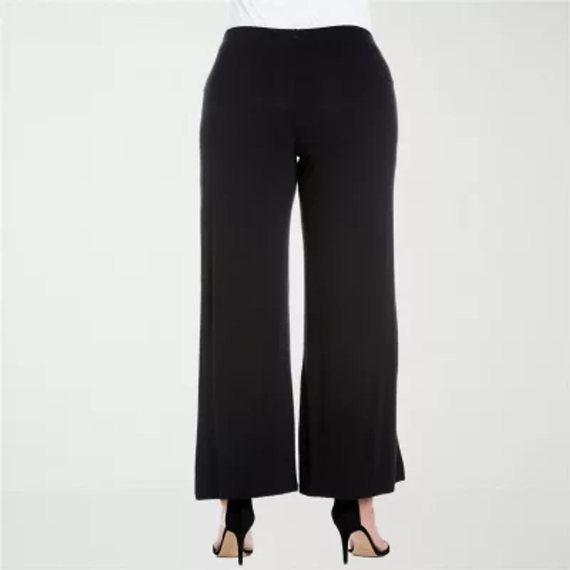 24seven Comfort Apparel Womens Plus Flare Palazzo Pant