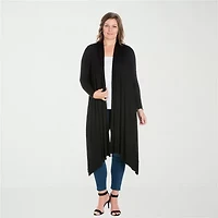 24seven Comfort Apparel Womens Long Sleeve Open Front Plus Cardigan