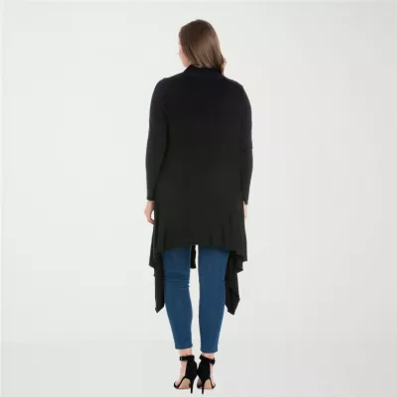 24seven Comfort Apparel Womens Long Sleeve Open Front Plus Cardigan