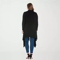 24seven Comfort Apparel Womens Long Sleeve Open Front Plus Cardigan