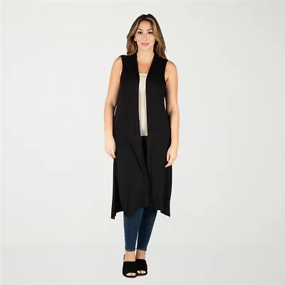 24seven Comfort Apparel Womens Sleeveless Open Front Plus Cardigan