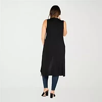 24seven Comfort Apparel Womens Sleeveless Open Front Plus Cardigan