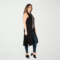 24seven Comfort Apparel Womens Sleeveless Open Front Plus Cardigan