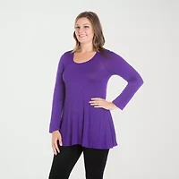 24seven Comfort Apparel Plus Womens Scoop Neck Long Sleeve Tunic Top
