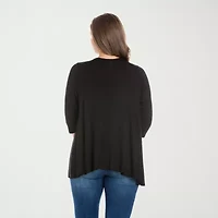 24seven Comfort Apparel Womens Elbow Sleeve Open Front Plus Cardigan