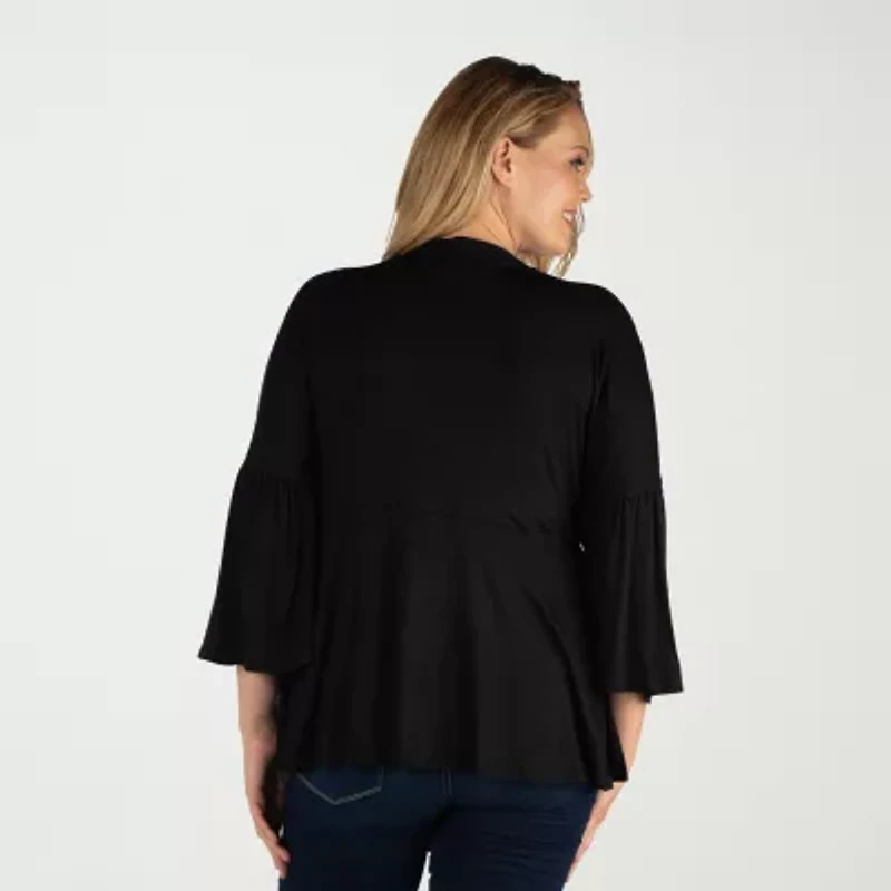 24seven Comfort Apparel Womens Long Sleeve Open Front Plus Cardigan