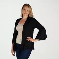24seven Comfort Apparel Womens Long Sleeve Open Front Plus Cardigan