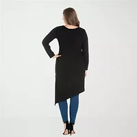 24seven Comfort Apparel Plus Womens Round Neck Long Sleeve Tunic Top
