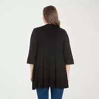 24seven Comfort Apparel Womens Elbow Sleeve Open Front Plus Cardigan
