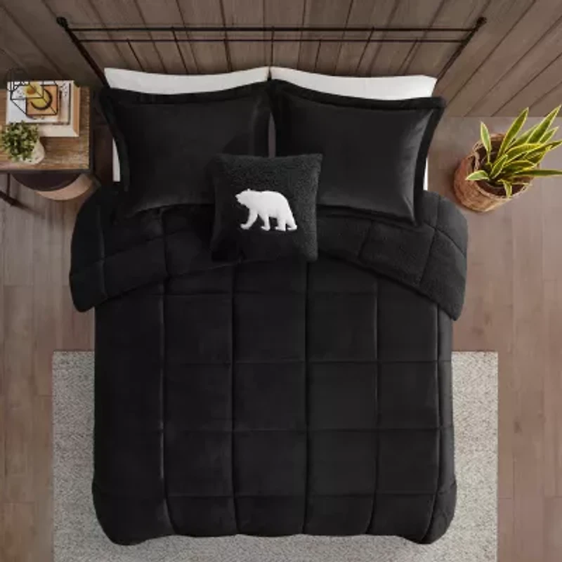 Woolrich Alton Plush to Sherpa Down Alternative Comforter Set with Throw Pillow