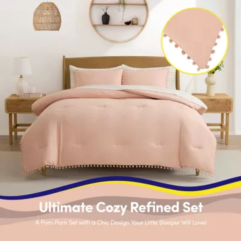 Sweet Home Collection Pompom Kids Bed A Bag Comforter Set