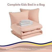 Sweet Home Collection Pompom Kids Bed A Bag Comforter Set