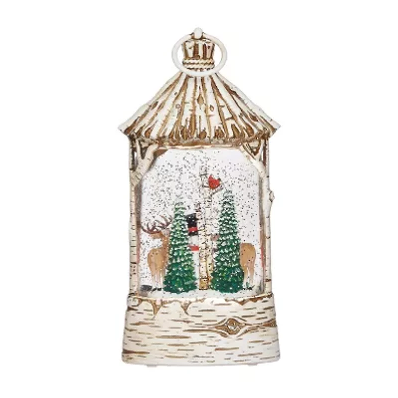 Roman 11"H Lighted Swirl Deer Eating Snowman Nose Christmas Tabletop Decor