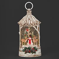 Roman 11"H Lighted Swirl Deer Eating Snowman Nose Christmas Tabletop Decor