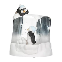 Roman 7"H Lighted Swirl Penguins On Cube Christmas Tabletop Decor