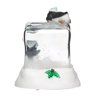 Roman 7"H Lighted Swirl Penguins On Cube Christmas Tabletop Decor