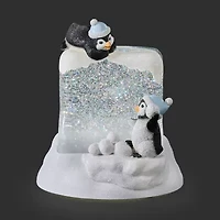 Roman 7"H Lighted Swirl Penguins On Cube Christmas Tabletop Decor