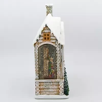 Roman 9"H Lighted Swirl Log Cabin Sleeping Santa Christmas Tabletop Decor