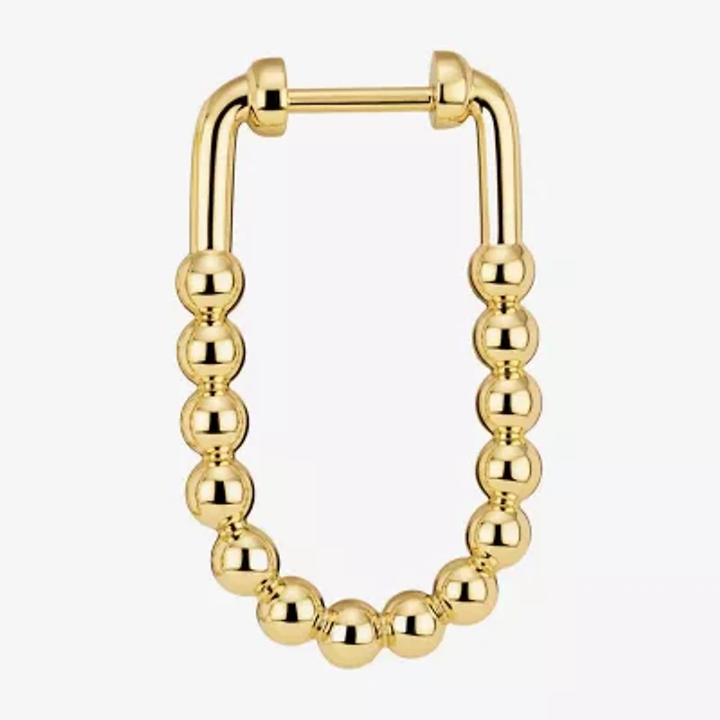 Silver Reflections Huggie Womens 14K Gold Over Brass 26.1mm Oval Hoop Earrings