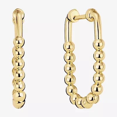 Silver Reflections Huggie Womens 14K Gold Over Brass 26.1mm Oval Hoop Earrings