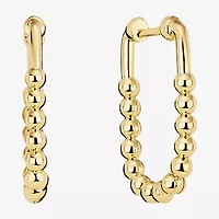 Silver Reflections Huggie Womens 14K Gold Over Brass 26.1mm Oval Hoop Earrings