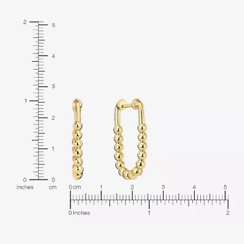 Silver Reflections Huggie Womens 14K Gold Over Brass 26.1mm Oval Hoop Earrings