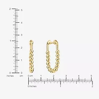 Silver Reflections Huggie Womens 14K Gold Over Brass 26.1mm Oval Hoop Earrings