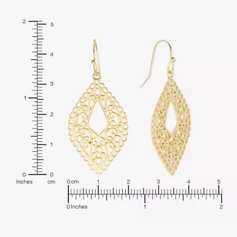 Silver Reflections Filigree Womens 14K Gold Over Brass Marquise Drop Earrings