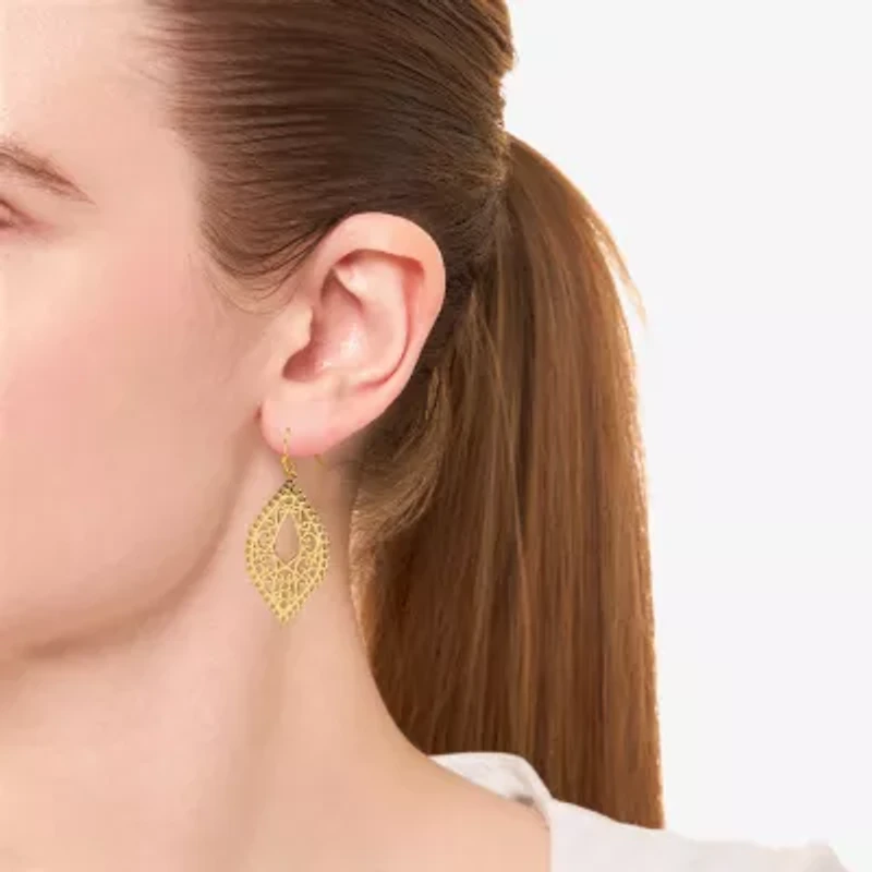 Silver Reflections Filigree Womens 14K Gold Over Brass Marquise Drop Earrings