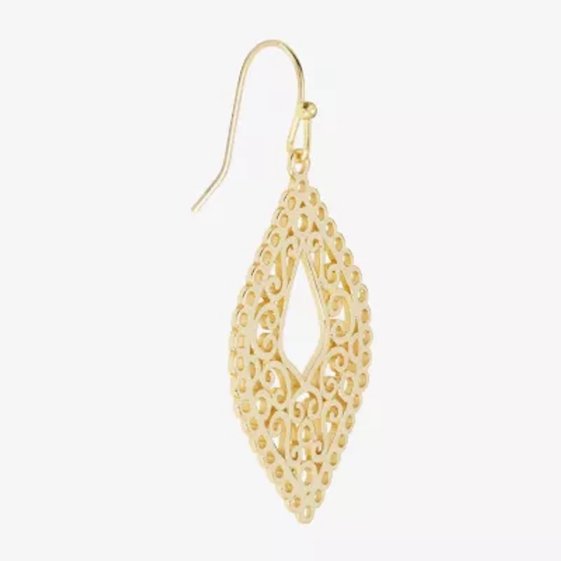 Silver Reflections Filigree Womens 14K Gold Over Brass Marquise Drop Earrings