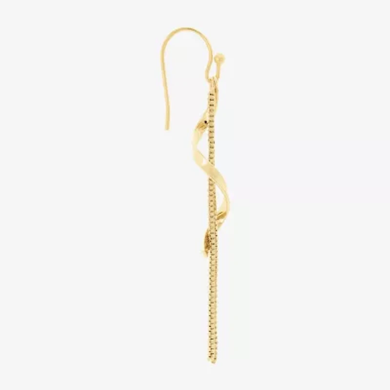 Silver Reflections Swirl Womens 14K Gold Over Brass Drop Earrings